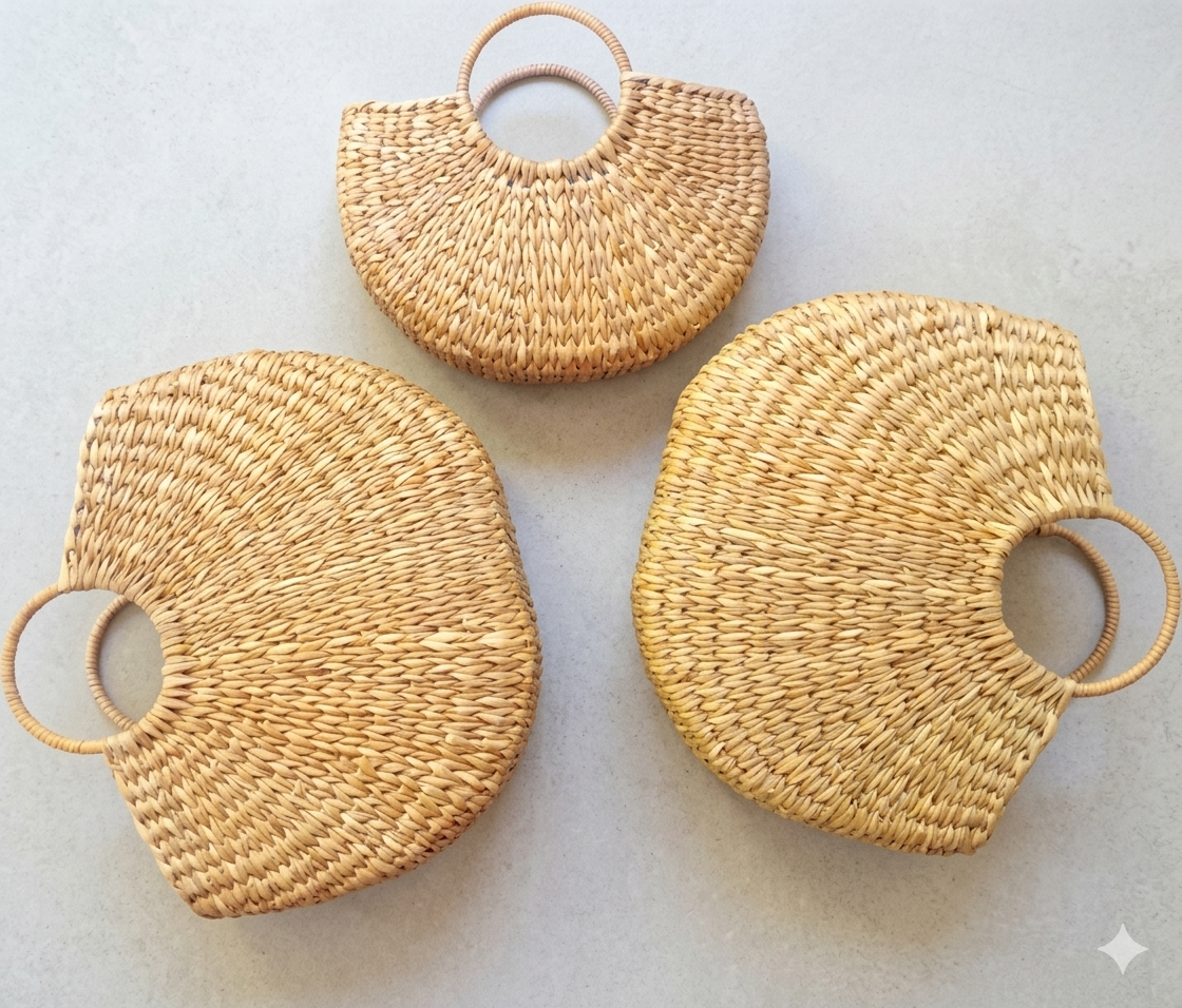Colourful woven totes